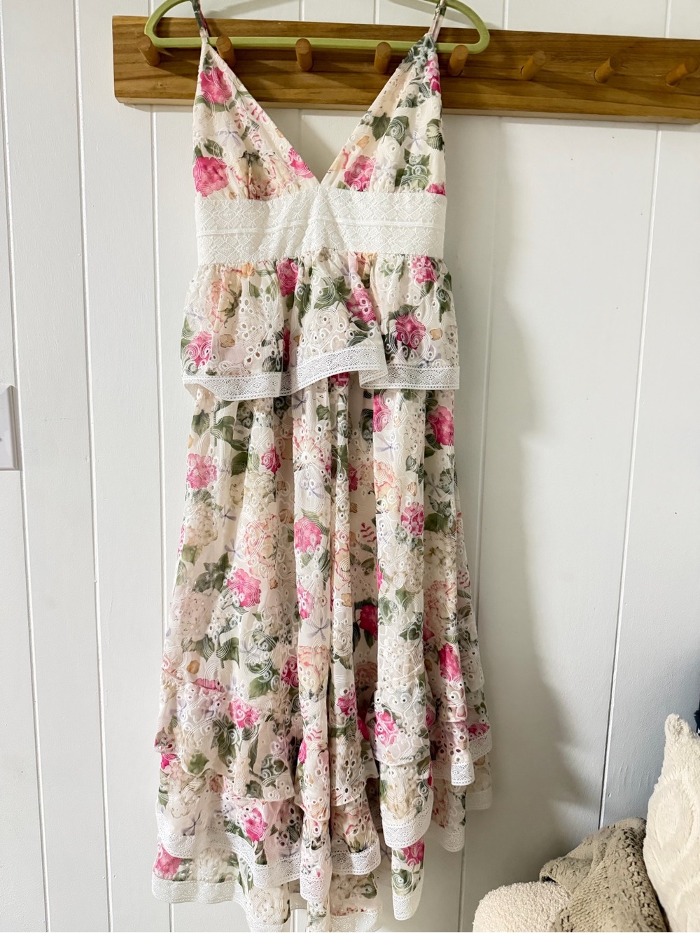 Gianni Bini Floral Lace Trim Sundress - Pink & Cream